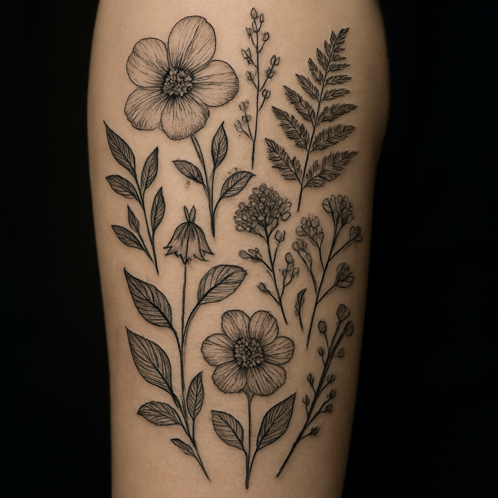 Botanical tattoo style