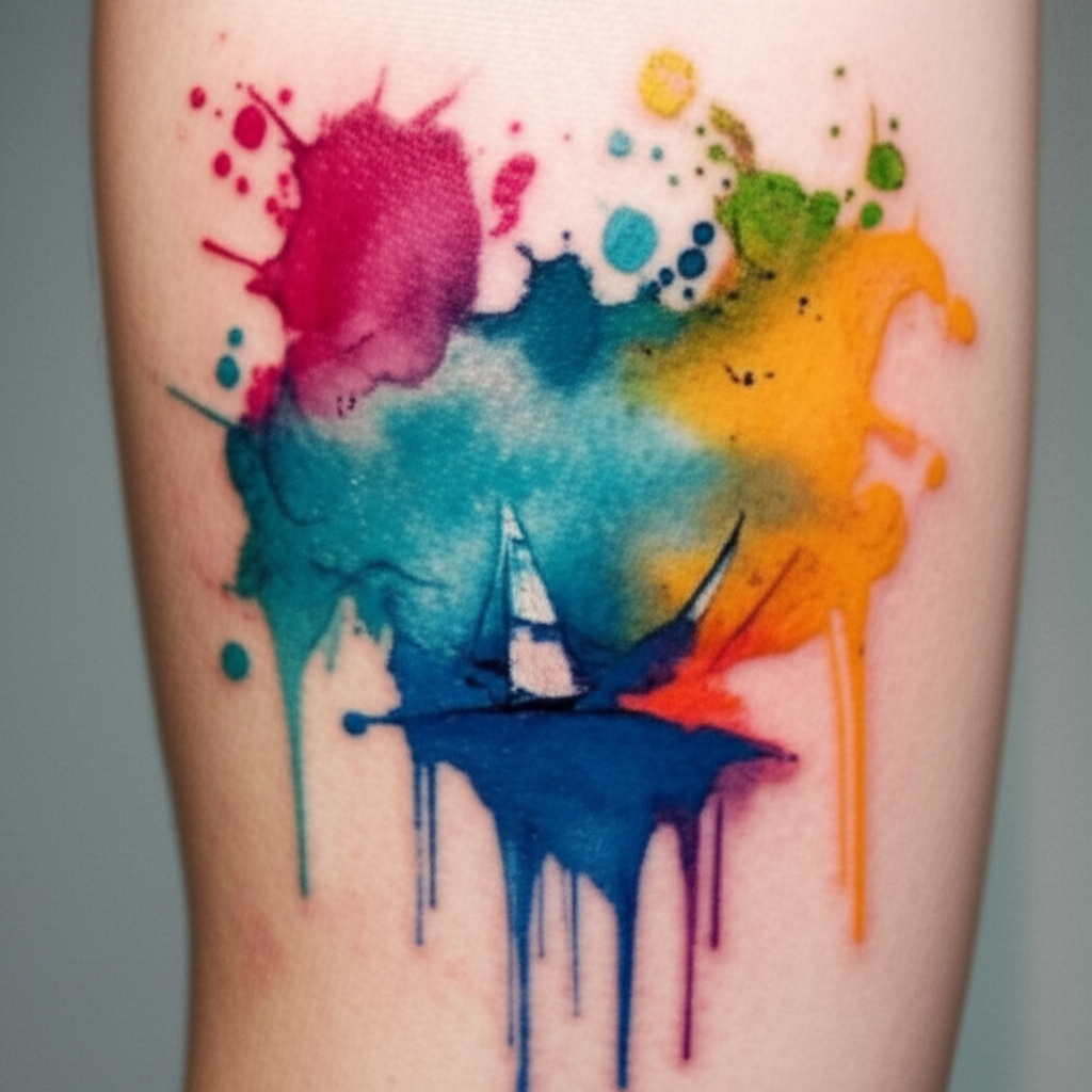 Watercolor tattoo style